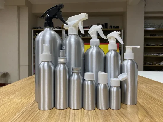 Leere Sprühflasche, Trigger-Flasche, Parfümflasche, Wasserflasche, Händedesinfektionsflasche, Kosmetikflasche, Aluminiumflasche mit Verschlüssen, recycelbar, Amazon-Großhandel